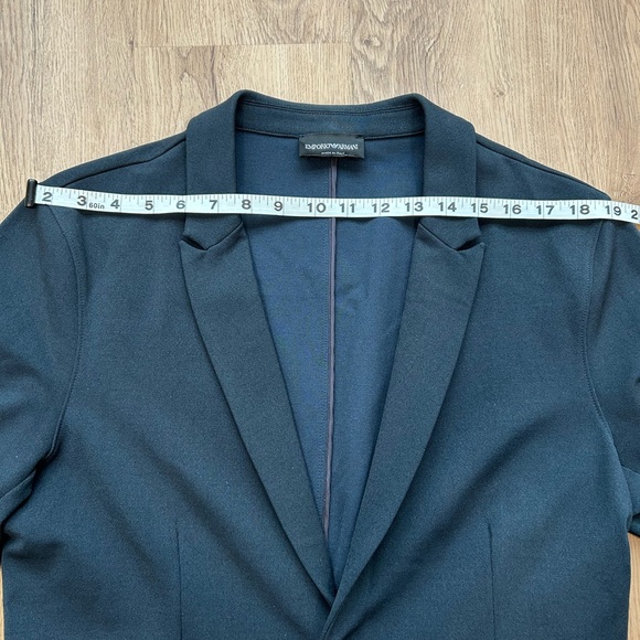 Emporio Armani Navy Tailored Blazer Large | Stretch Minimalist Career Jacket - Picture 7 of 9